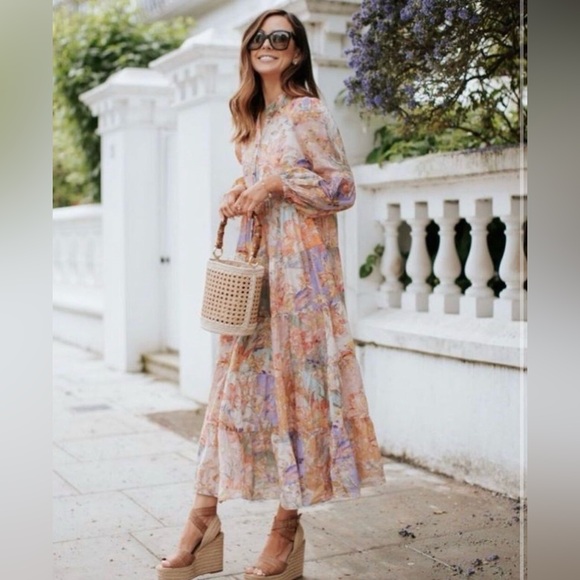 Tuckernuck Dresses & Skirts - Beaulah style Floral Pastel Long Sleeve Maxi Dress